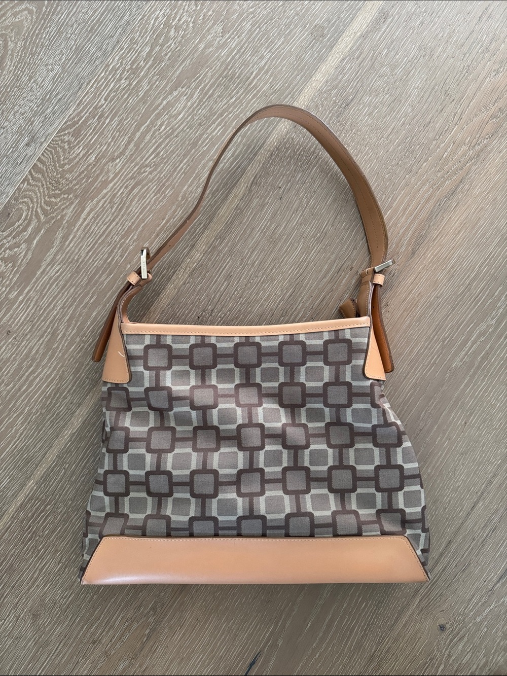Nine West Brown and Tan Geometric Shoulder Bag